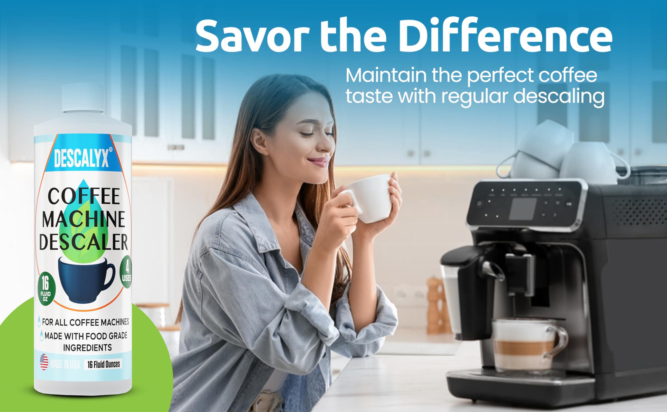 Descalyx descaler made in USA conveys quality and safety.