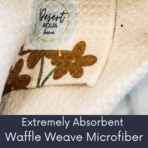 Desert Aqua towels in a kitchen setup enhance organization and style.