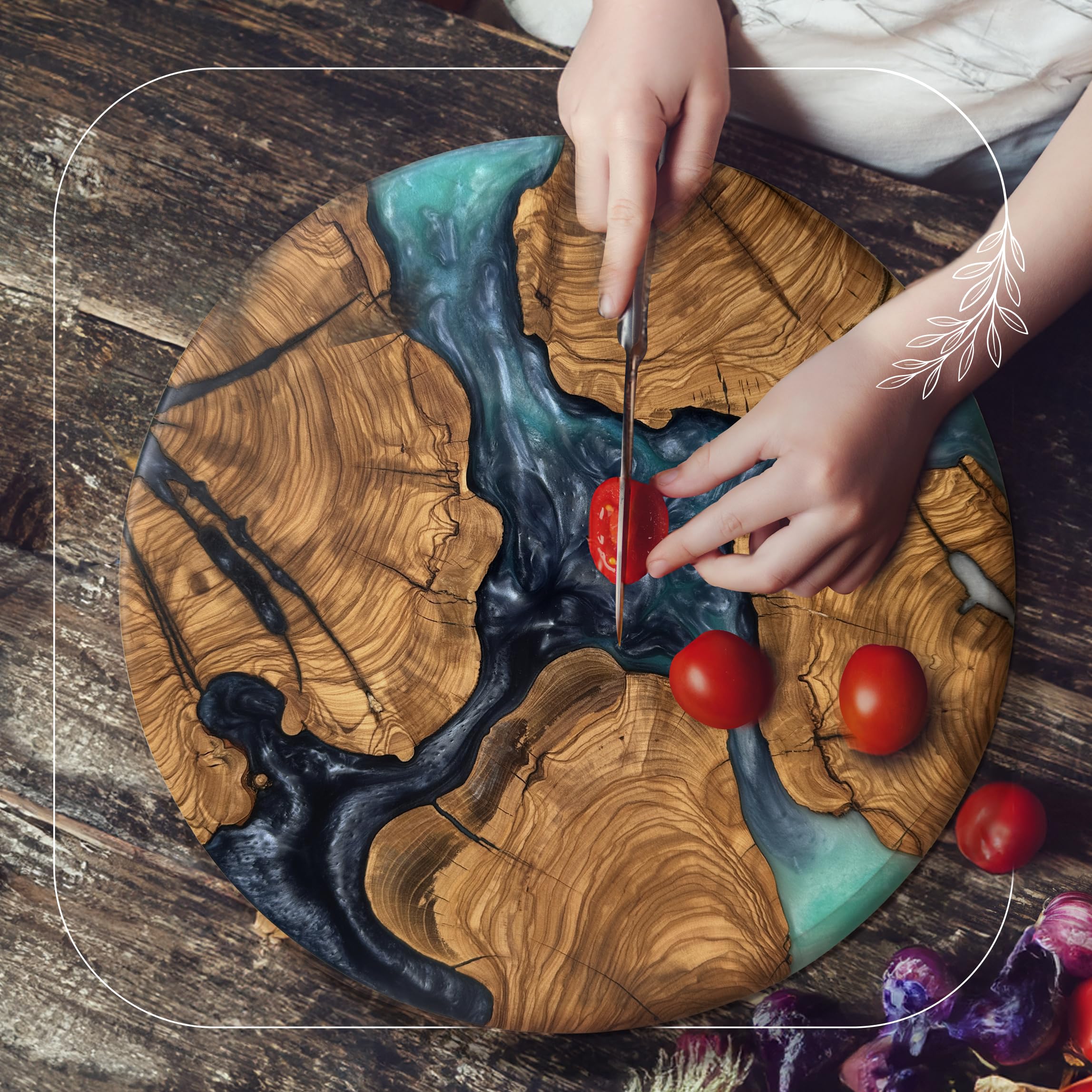 Designium sustainably sourced olive wood supports durable kitchen decor.
