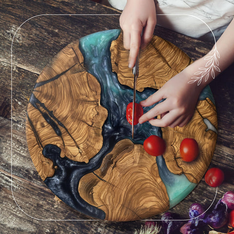 Designium sustainably sourced olive wood supports durable kitchen decor.