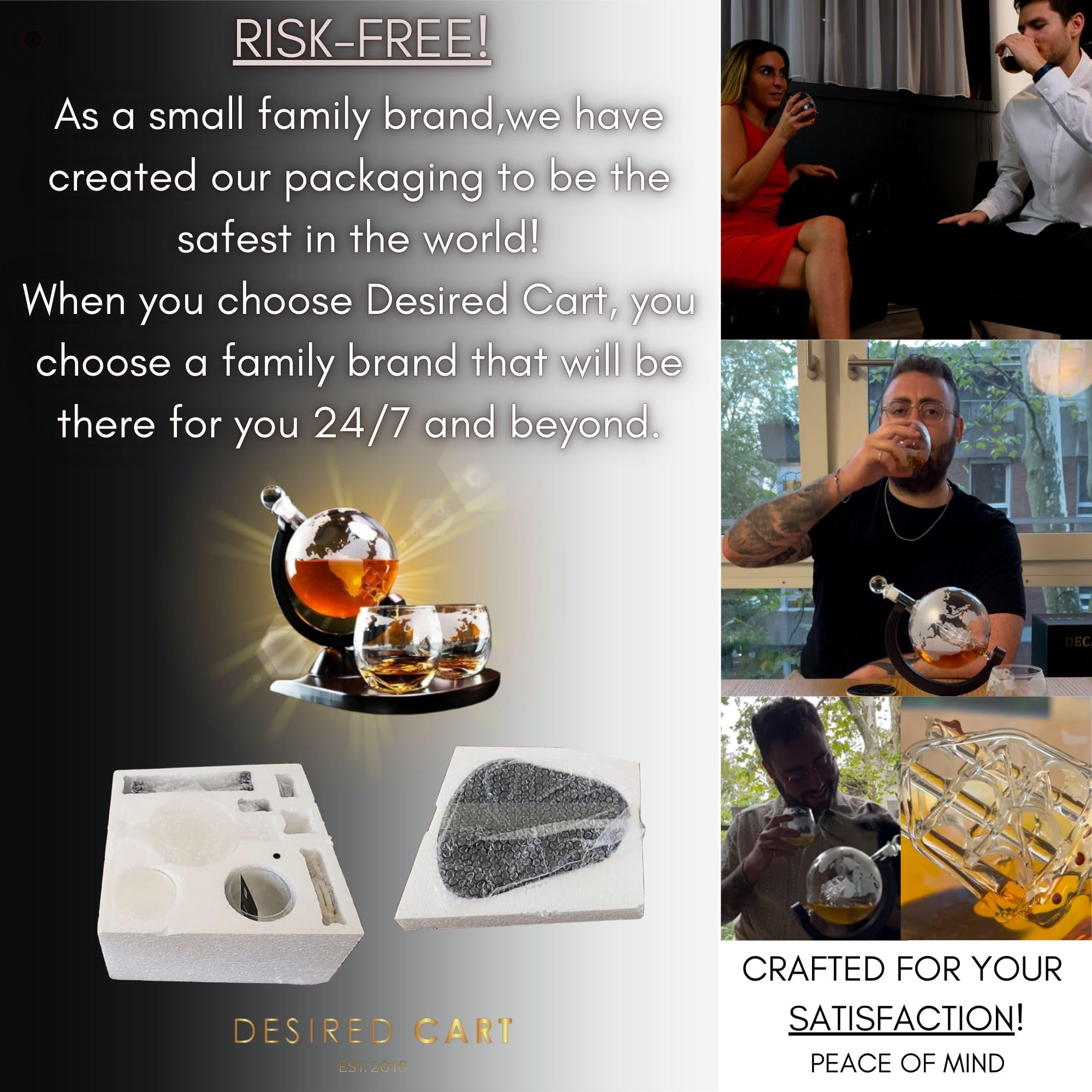 Desired Cart etched-globe whiskey glasses highlight craftsmanship and generous capacity.