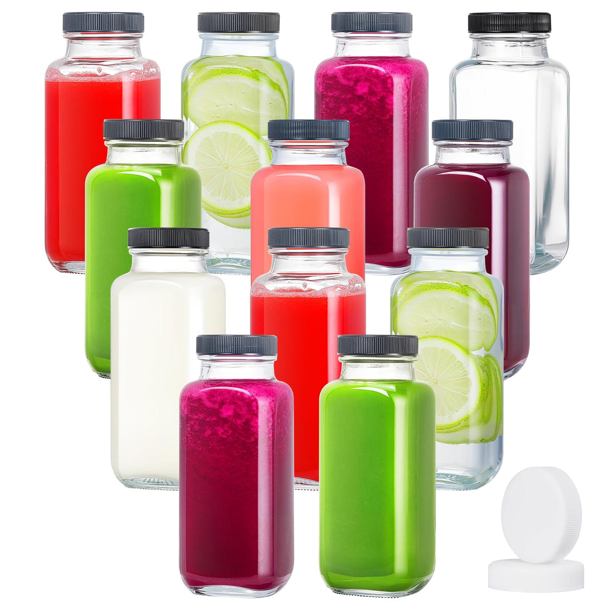 DESIYUE 8oz glass juice bottle with lid, ideal for fresh juice on the go.