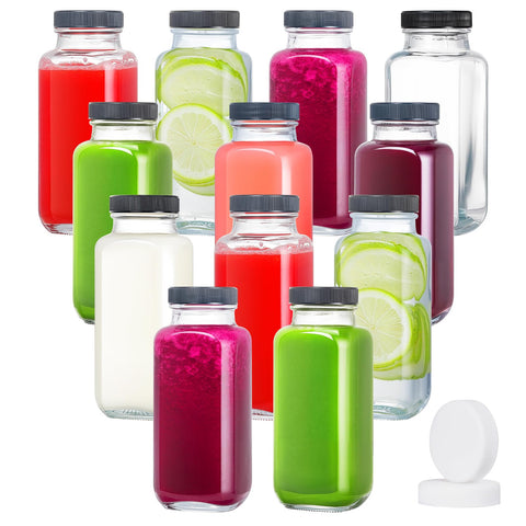 DESIYUE 8oz glass juice bottle with lid, ideal for fresh juice on the go.