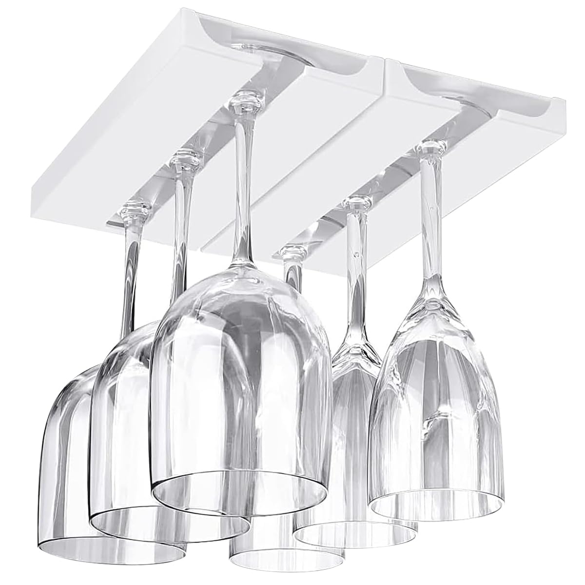 DESONAUT wine glass holder under shelf white keeps stemware organized and accessible.