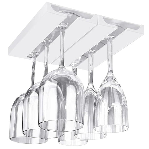 DESONAUT wine glass holder under shelf white keeps stemware organized and accessible.