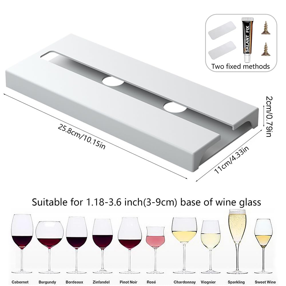 Punch-free under-cabinet installation with DESONAUT wine glass holder in white.