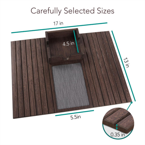 DETOR premium leather pad blended with wood warmth enhances the living room.