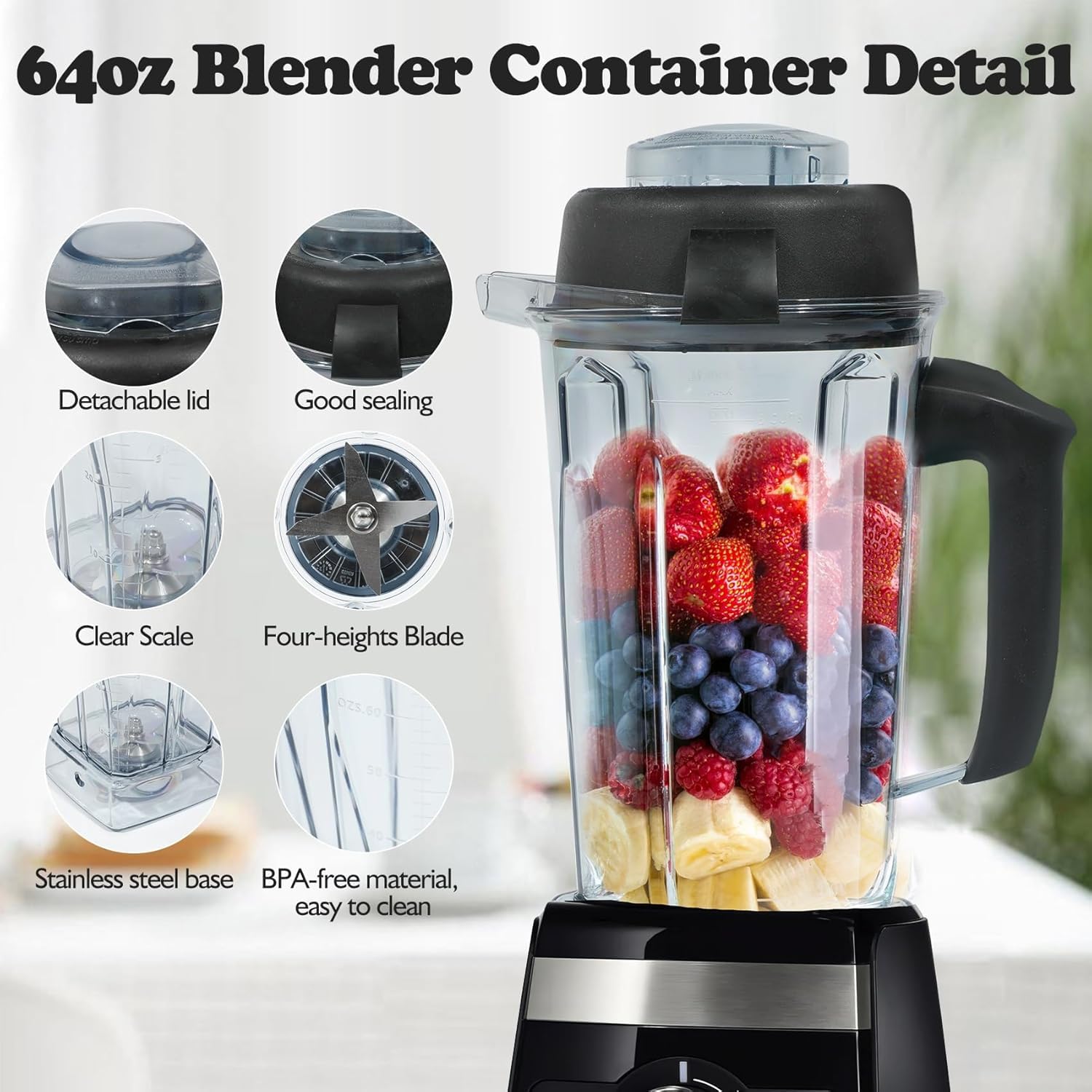 Deuovht ergonomic handle on the 64oz pitcher for comfortable grip