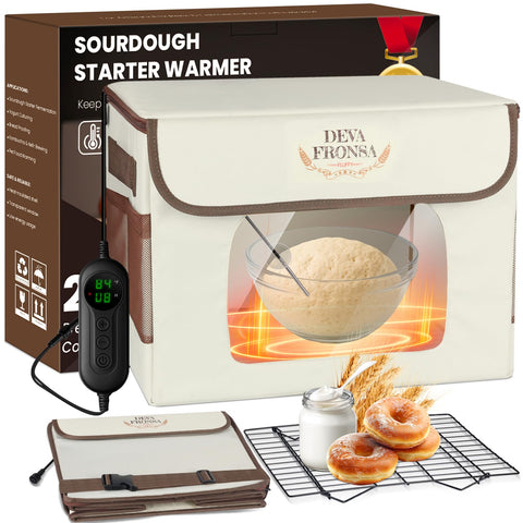 DEVA Fronsa foldable bread proofing box front view showing 36L capacity for weekly baking.
