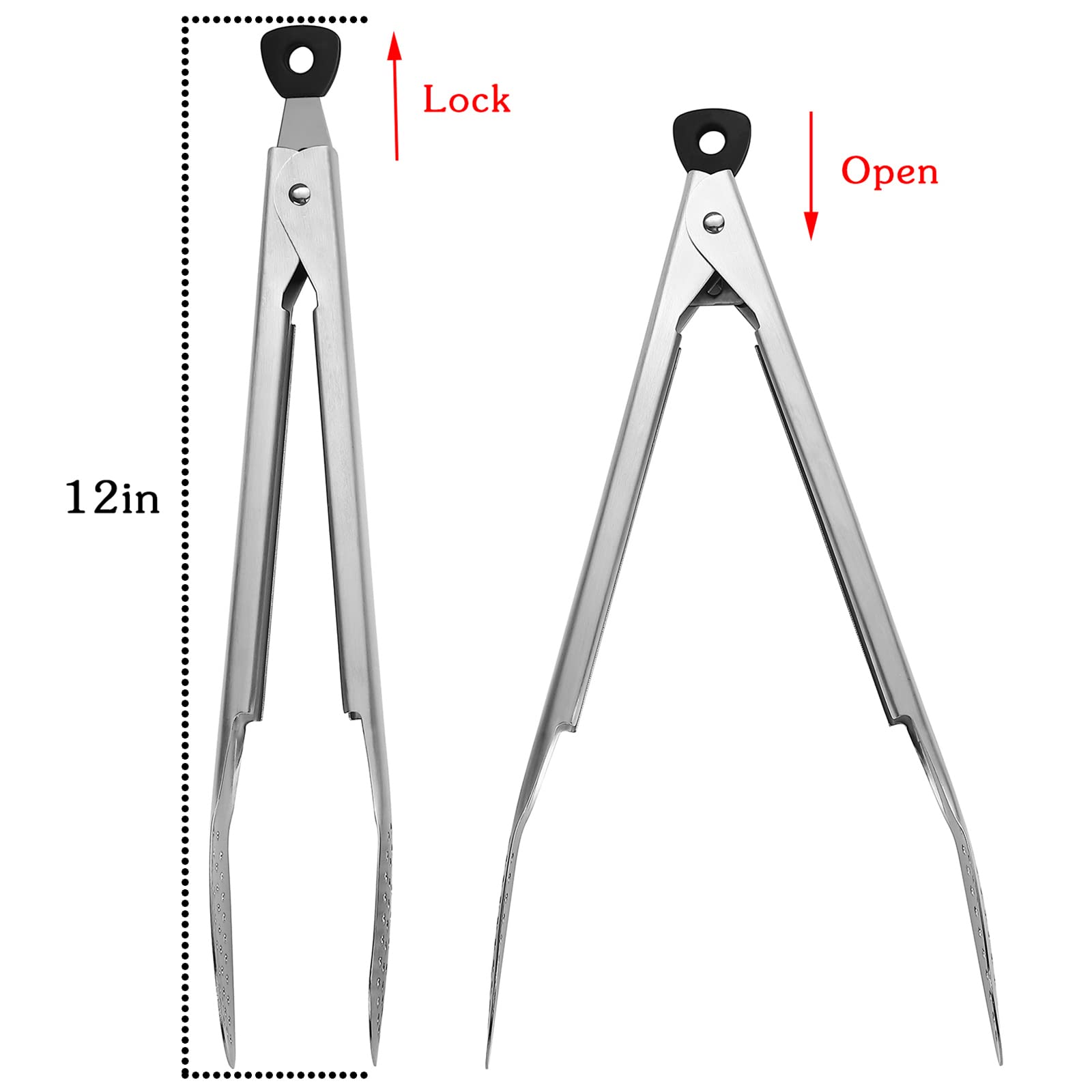 Devico kitchen tongs 12-inch length ideal for precise flipping during grilling.