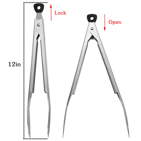 Devico kitchen tongs 12-inch length ideal for precise flipping during grilling.