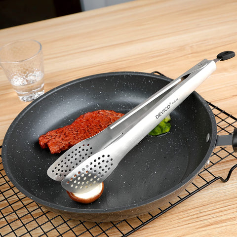 Devico kitchen tongs used as salad tongs for effortless serving.