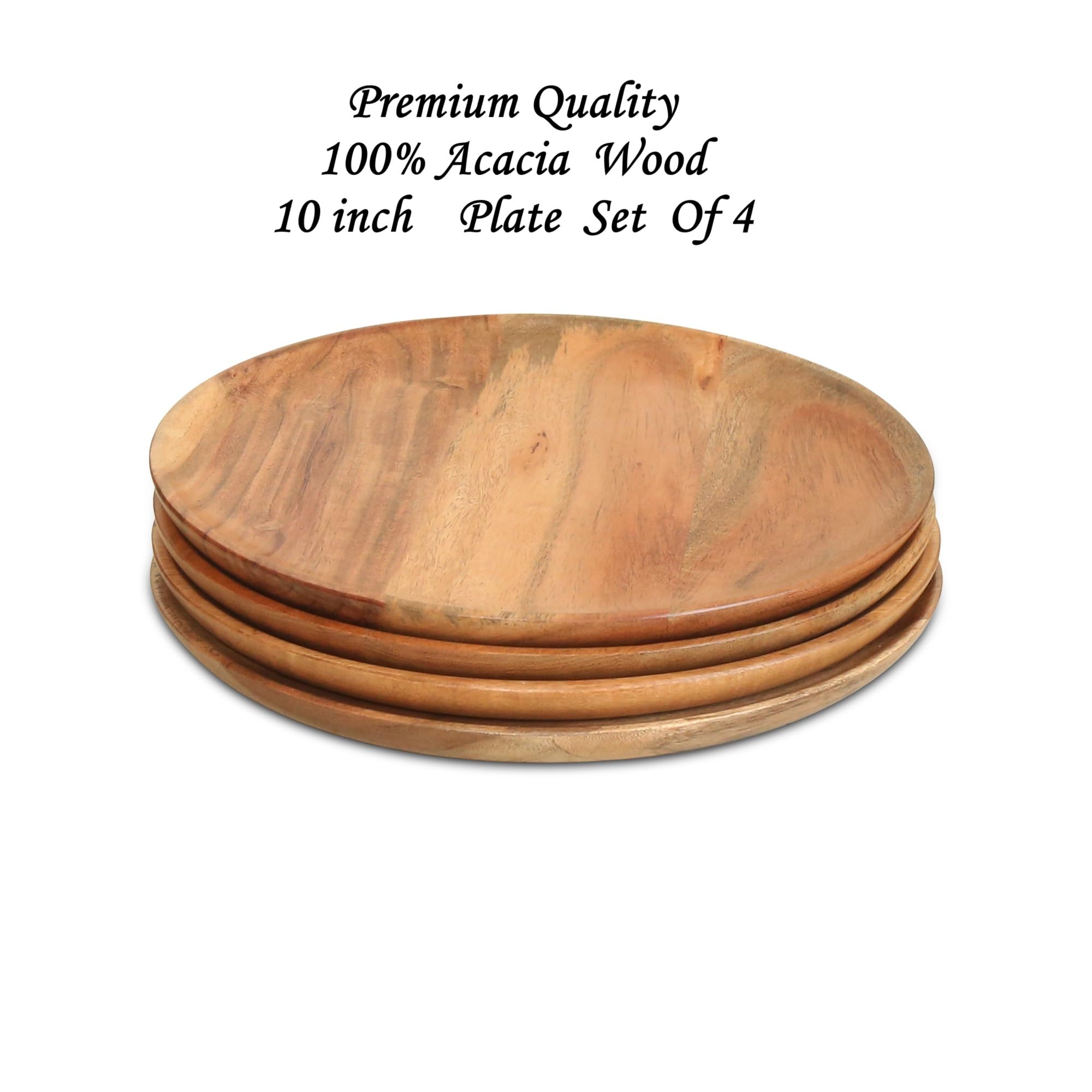 DEVLA acacia charger plates grain detail; natural finish complements any table decor.