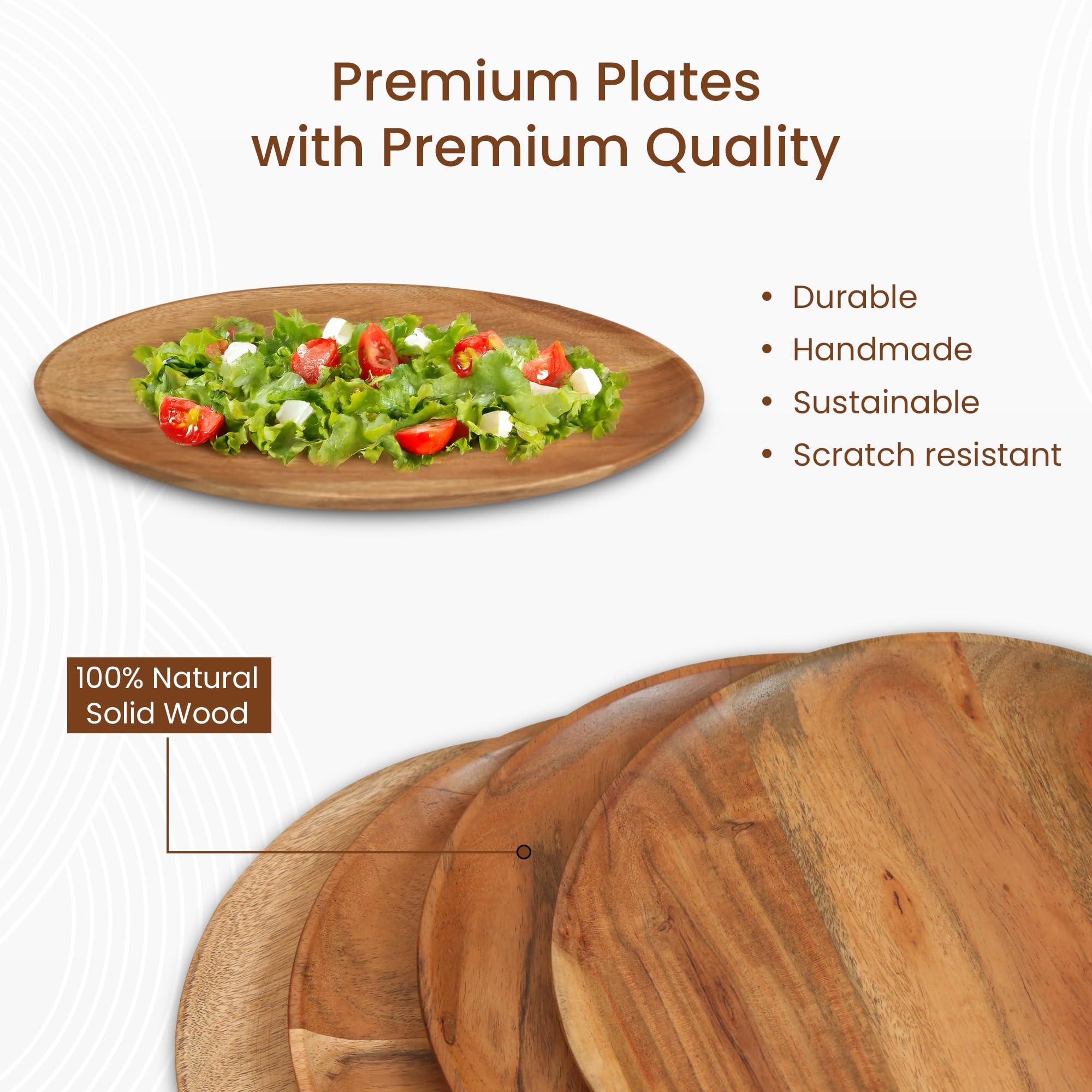DEVLA acacia charger plates wedding centerpiece; versatile and reusable for weddings and parties.