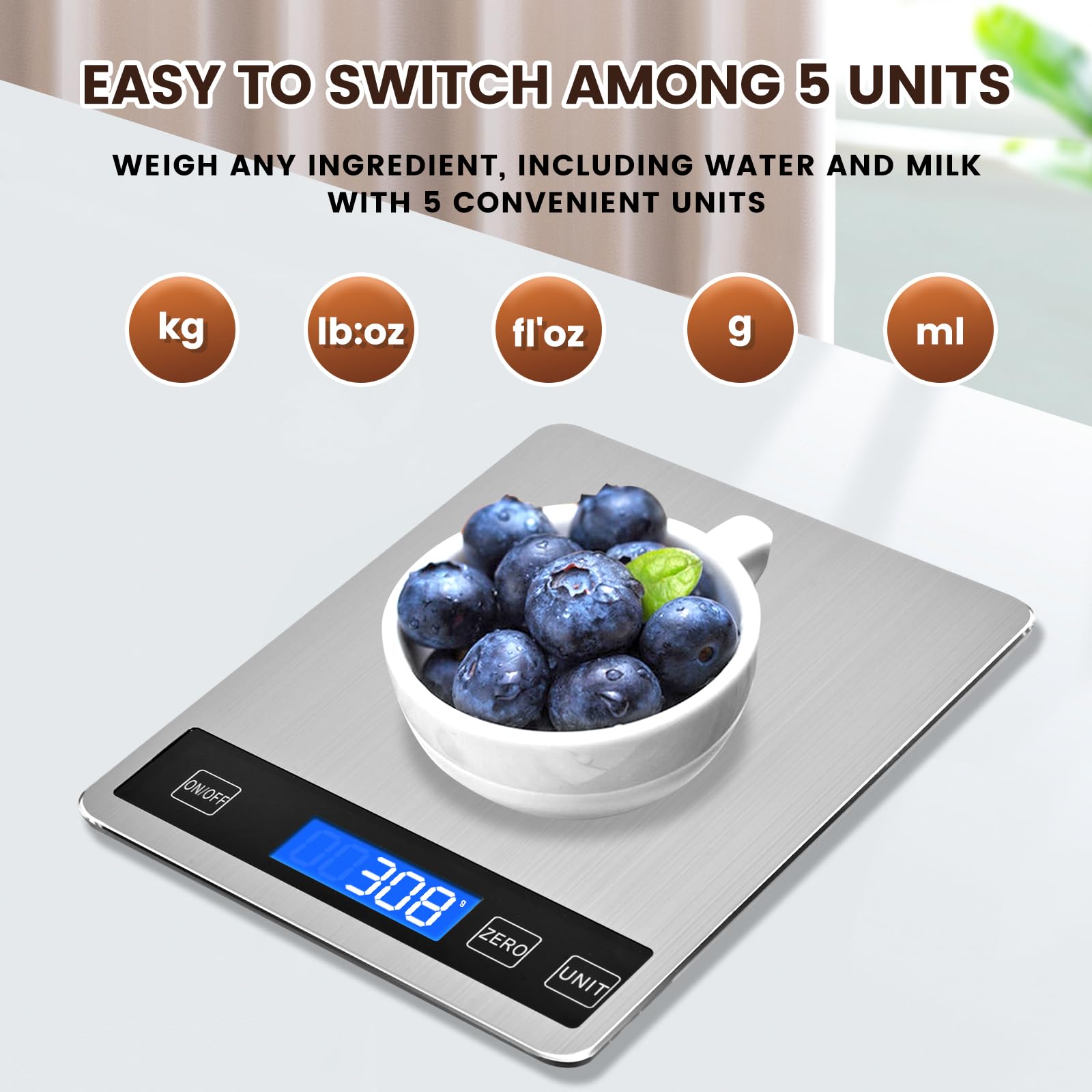 Deweywei 33lb scale battery power supports portable use