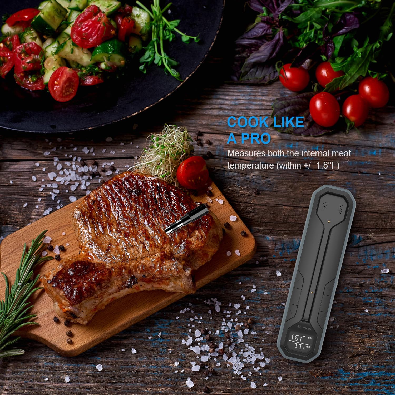 Dewjom IPX65 waterproof design keeps working in busy kitchen and outdoors.