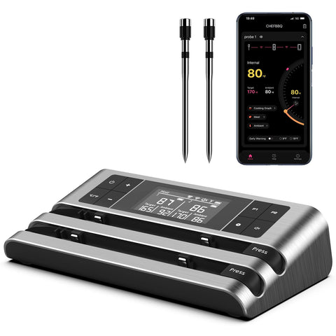 Dewjom wireless thermometer with dual-sensor probe for precise cooking control
