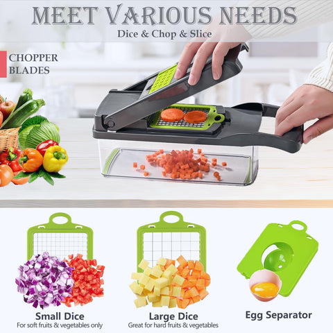 Dewpeton Cheese Grater Mandoline shows versatile slicing for meals.