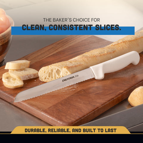 Dexter Outdoors white handle bread knife reduces waste