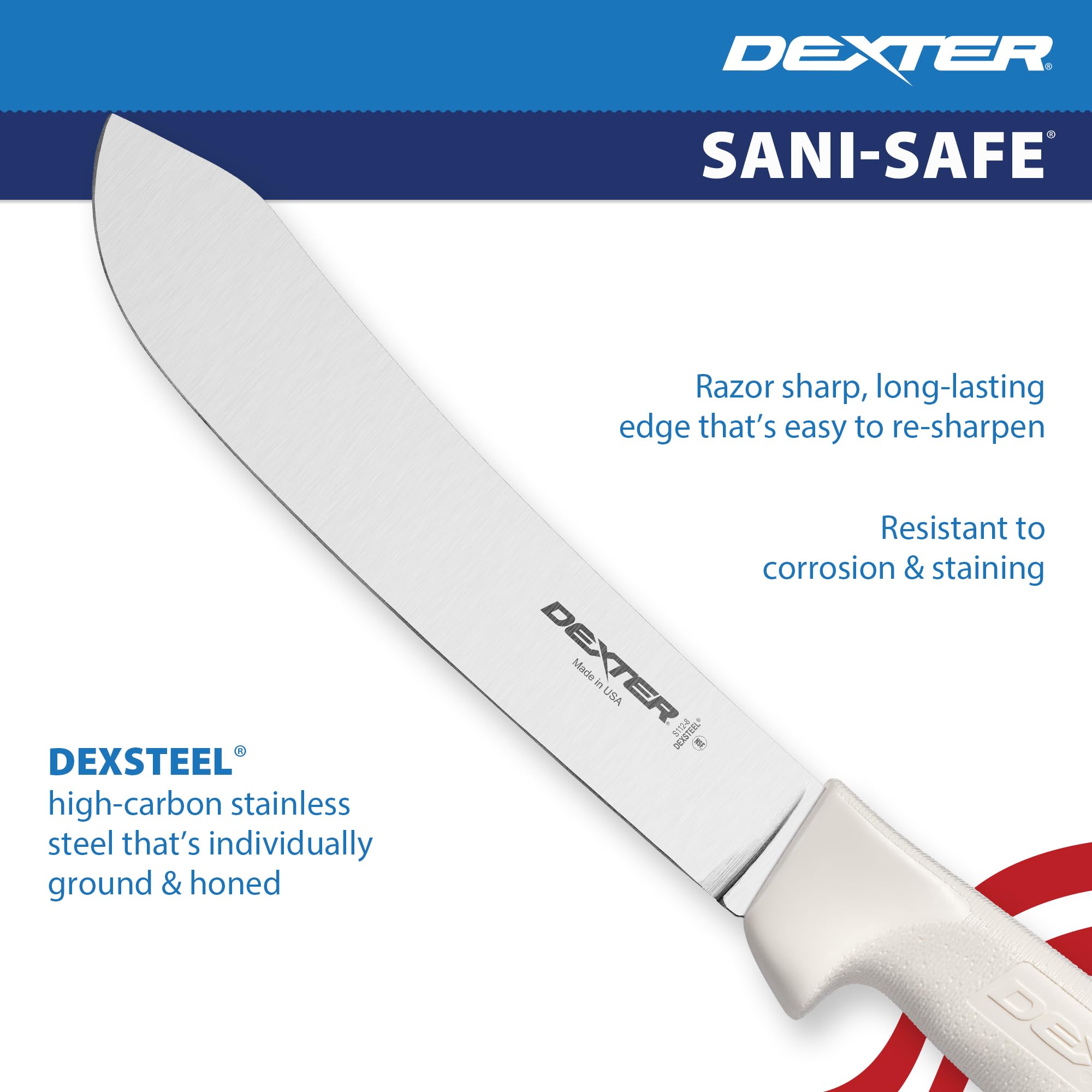 Dexter Outdoors S112-8PCP blade-profile close-up for efficient, single-motion slicing.