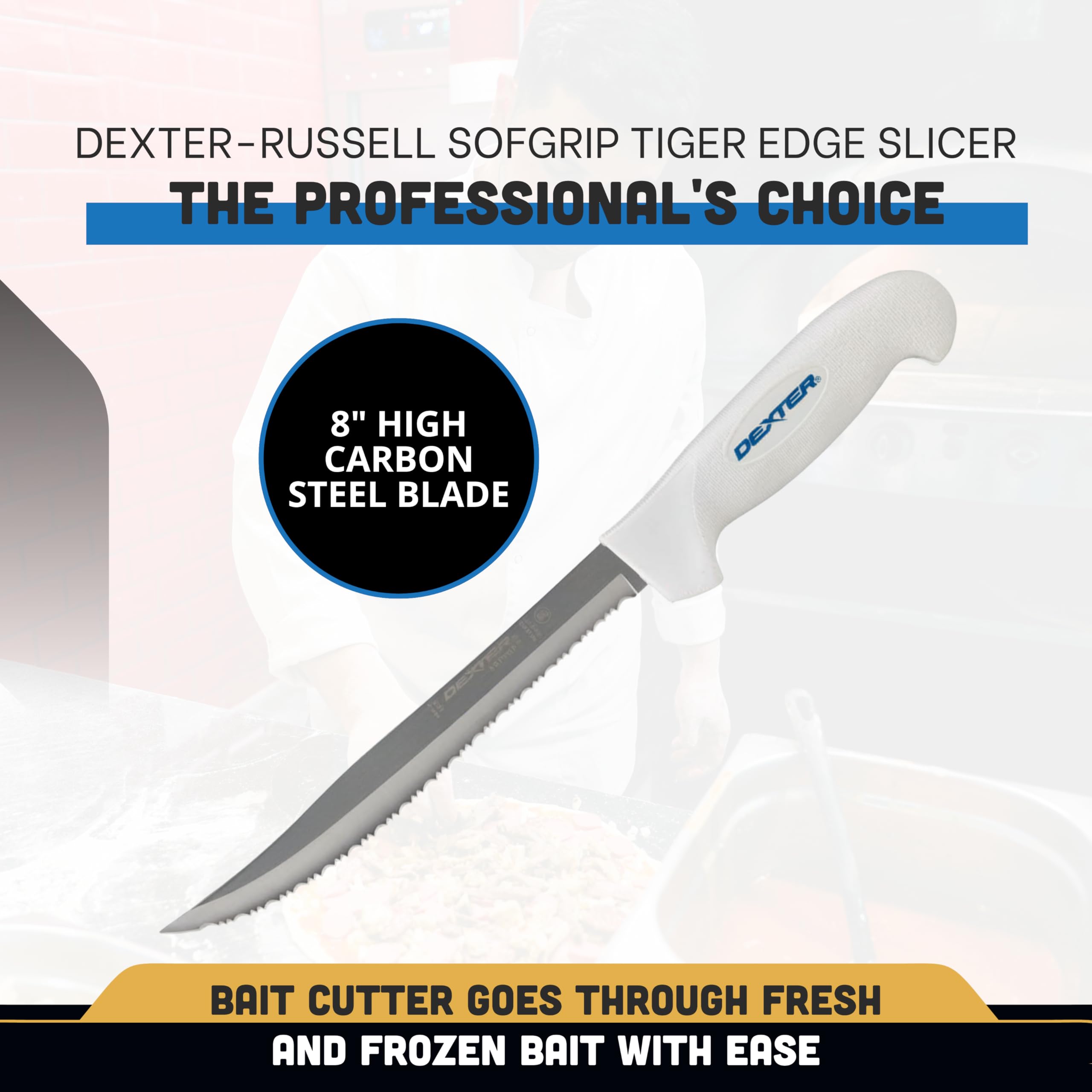 Dexter Outdoors SOFGRIP 8-inch fillet knife handle providing non-slip grip in wet conditions