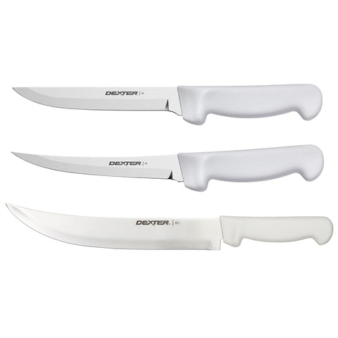 Dexter-Russell 3-piece knife set with razor-sharp blades for precise deboning.