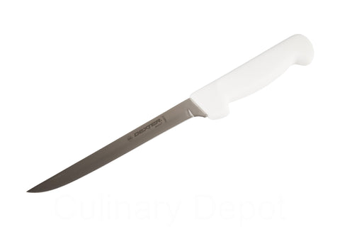 Dexter-Russell fillet knife in action on fish for smooth skin and bone removal.