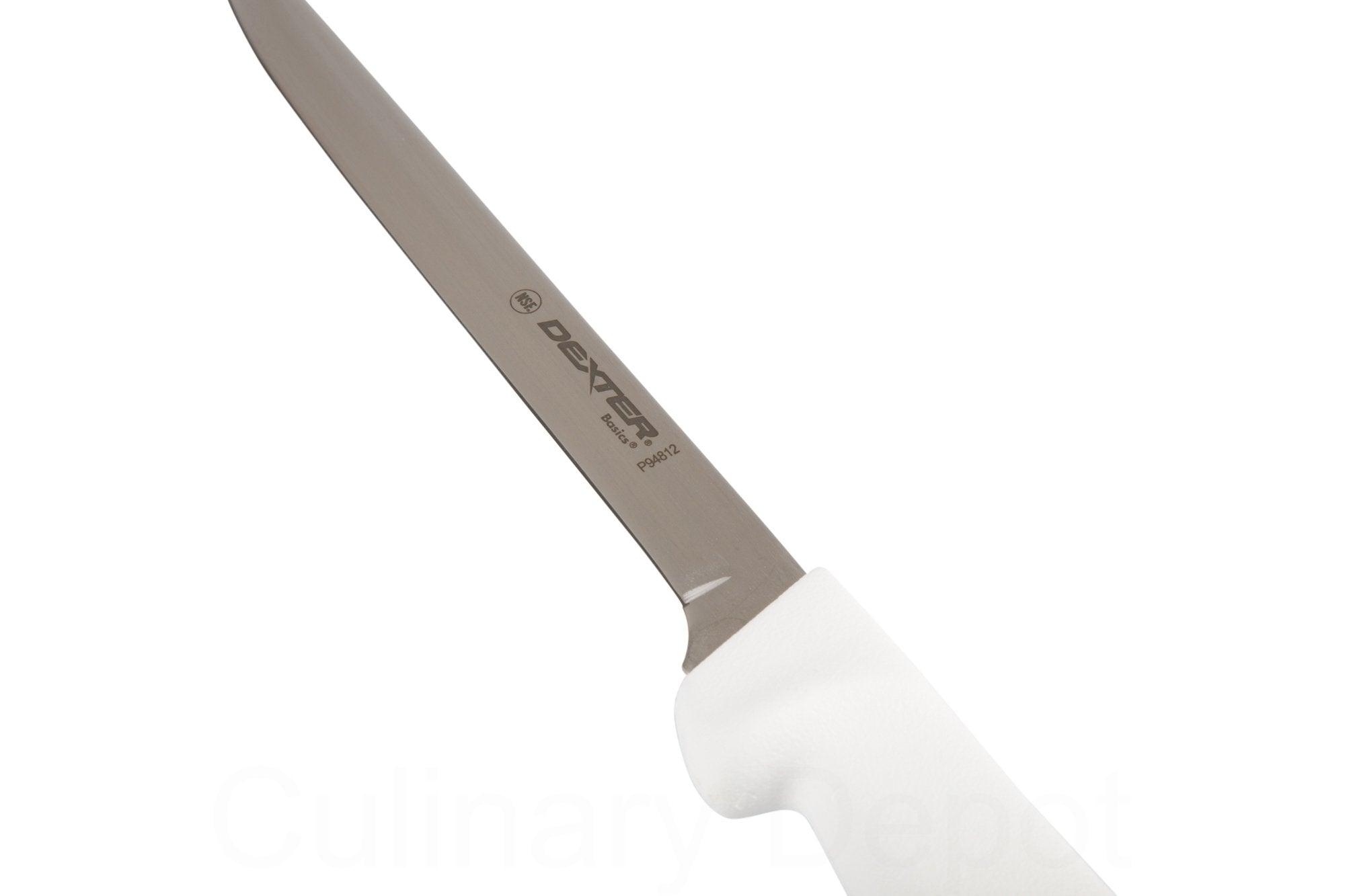 Dexter-Russell P94812 textured polypropylene handle provides a secure, slip-resistant grip even when wet.