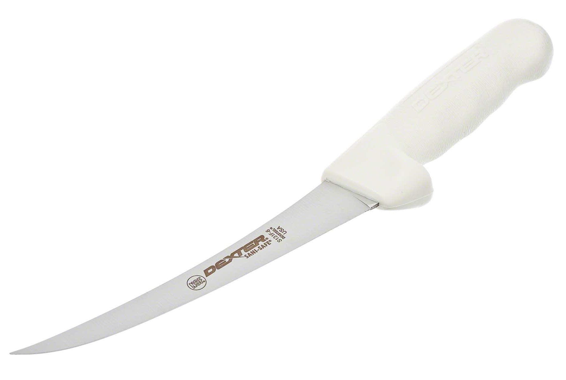 Dexter-Russell S131F-6PCP boning knife with flexible curved blade for precise deboning.