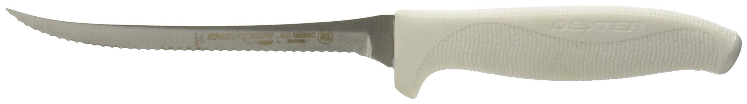 Dexter-Russell SofGrip 5-1/2-Inch knife with scalloped blade for precise fruit and veggie cuts.