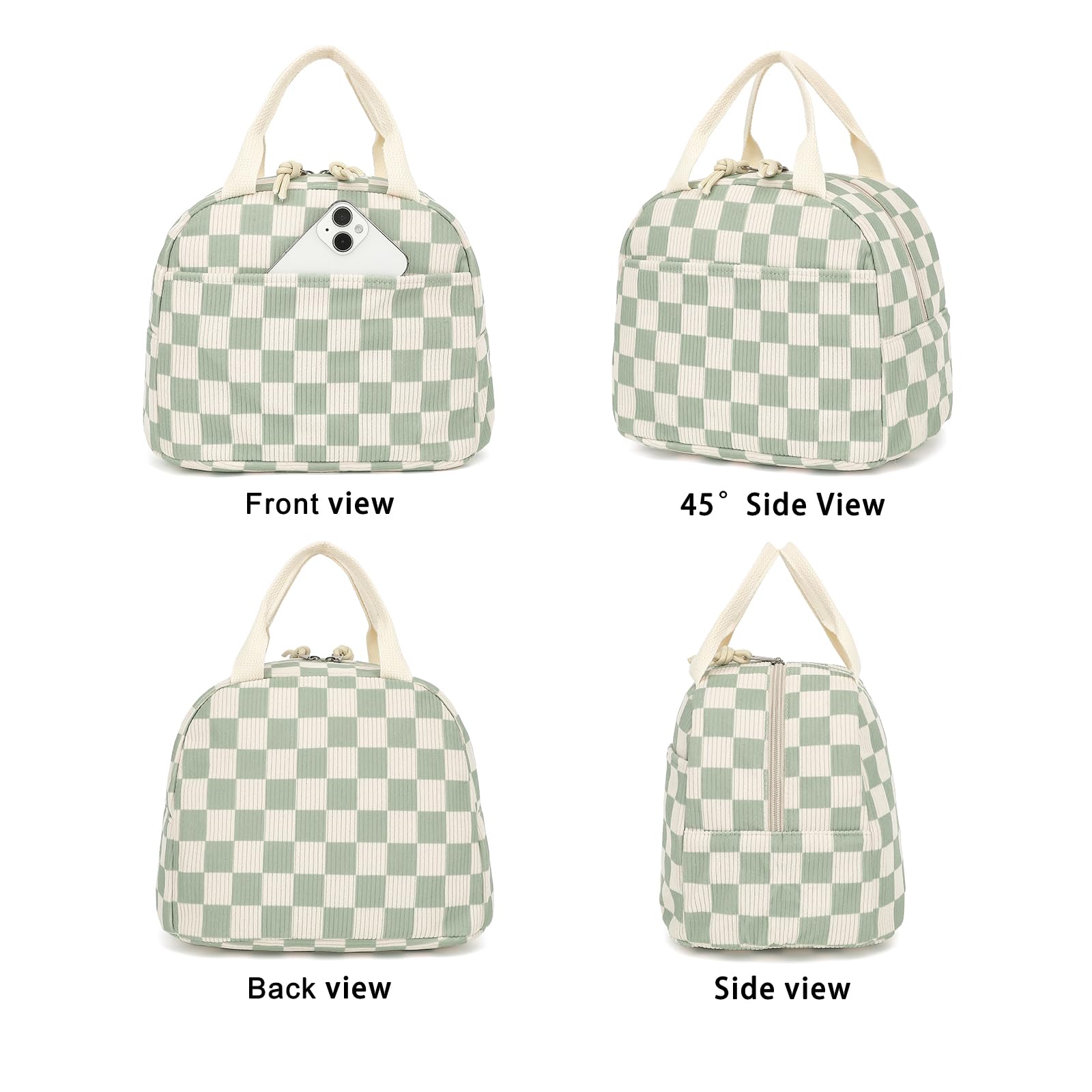 Dezcrab corduroy lunch bag that is leak resistant and easy to clean.