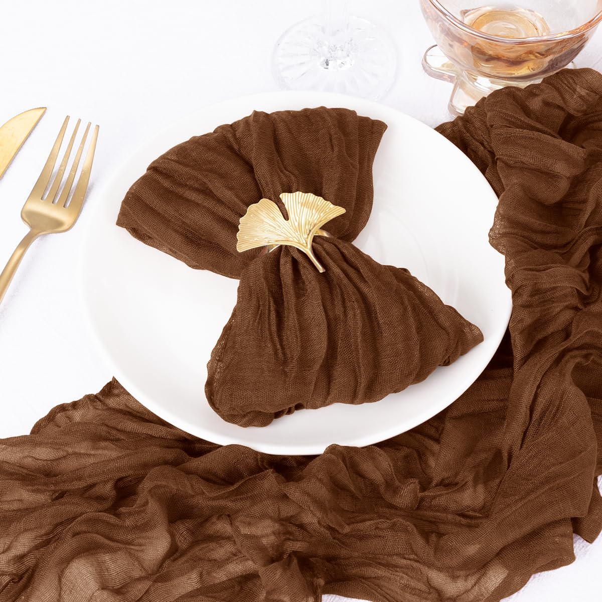 DeZerlor brown cheesecloth napkins 21x21 inches ideal for weddings and easy cleanup