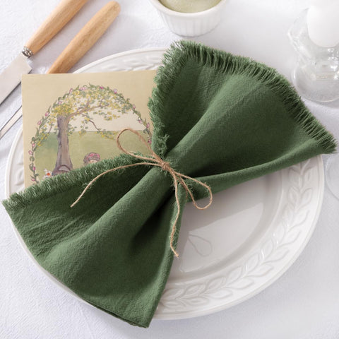 Set of 12 napkins arranged for farmhouse dinner and celebration