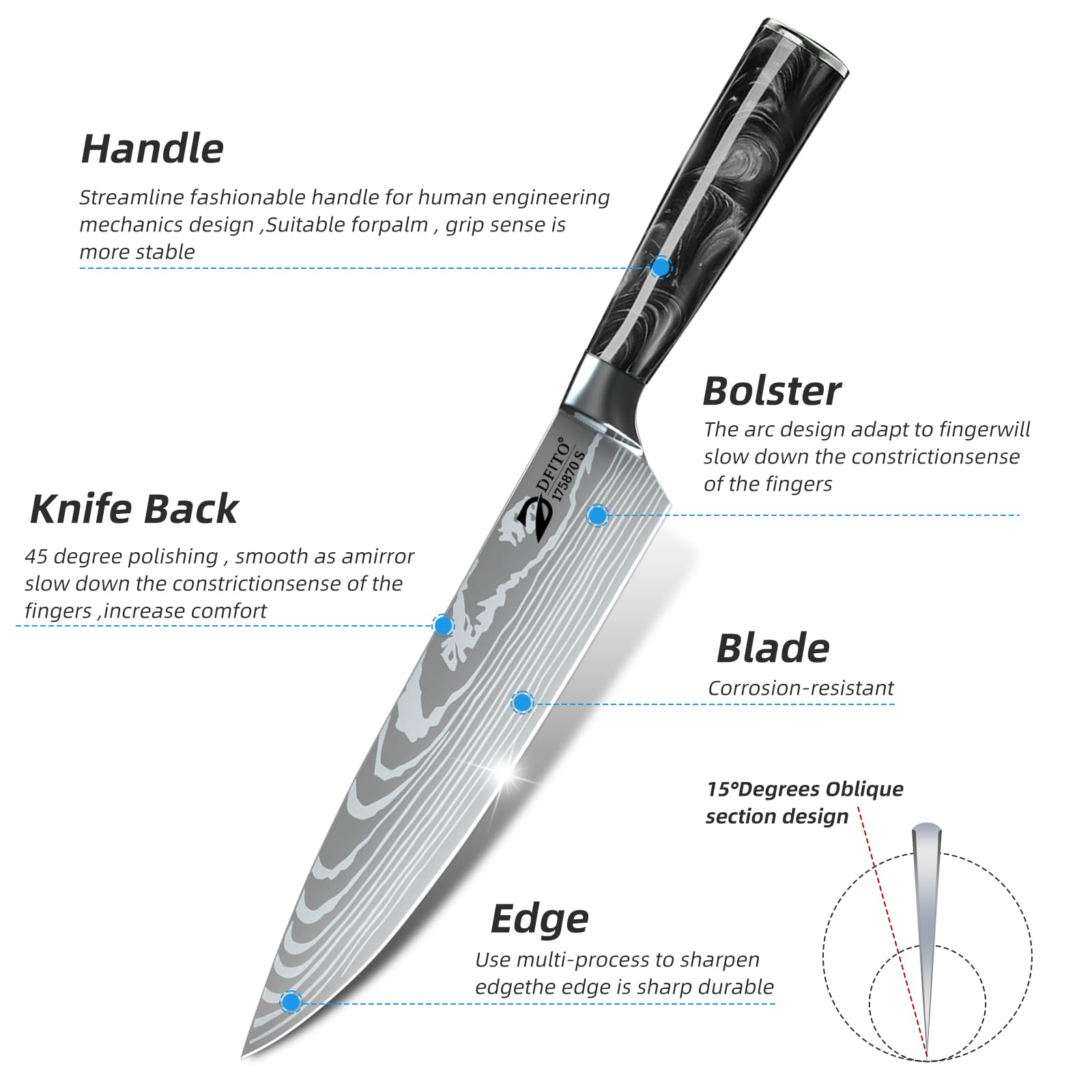 Dfito 8-inch bread knife in action for clean slicing.