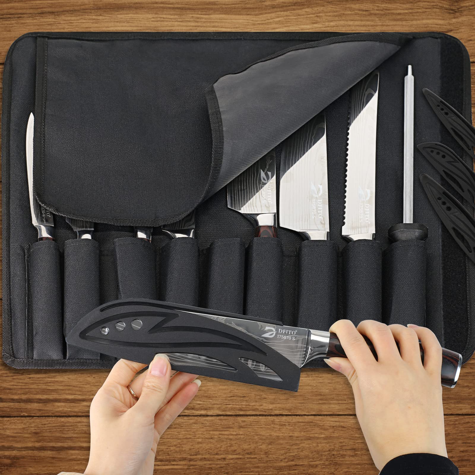 Dfito high carbon stainless steel blades deliver long lasting sharpness for precise slicing.