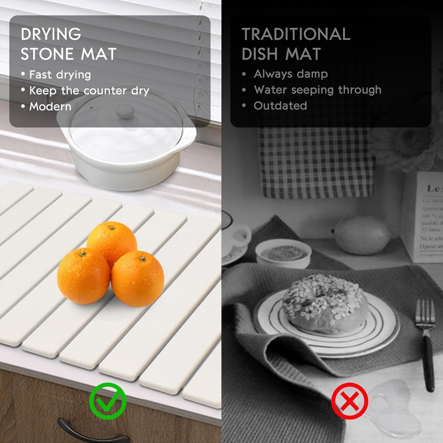 DFJKJUU diatomaceous earth mat absorbs moisture fast for dishes and bottles.