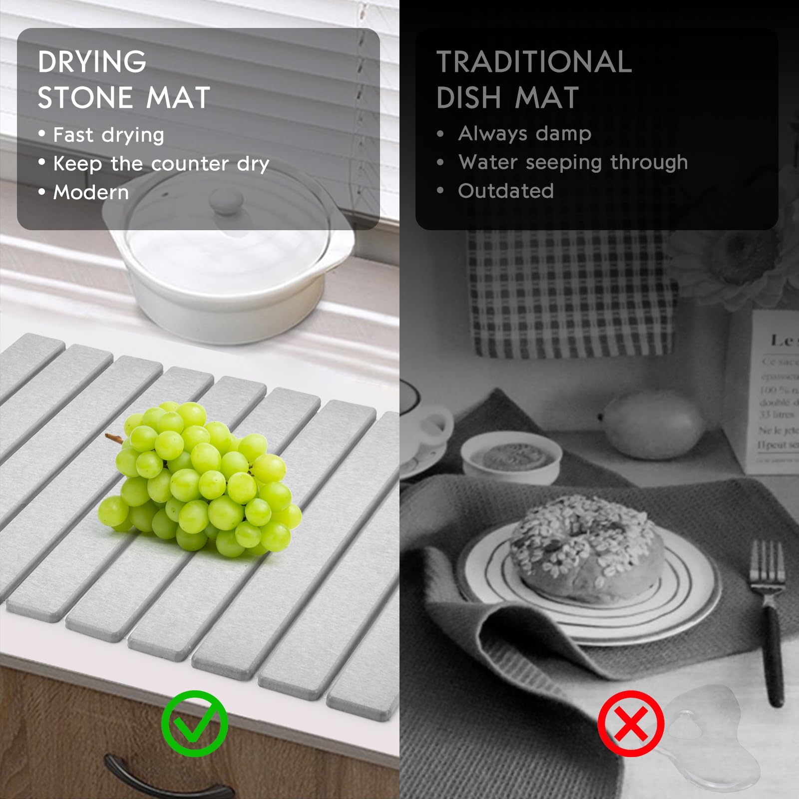 DFJKJUU multi-use dish counter mat suitable for dishes, cups, bottles and more