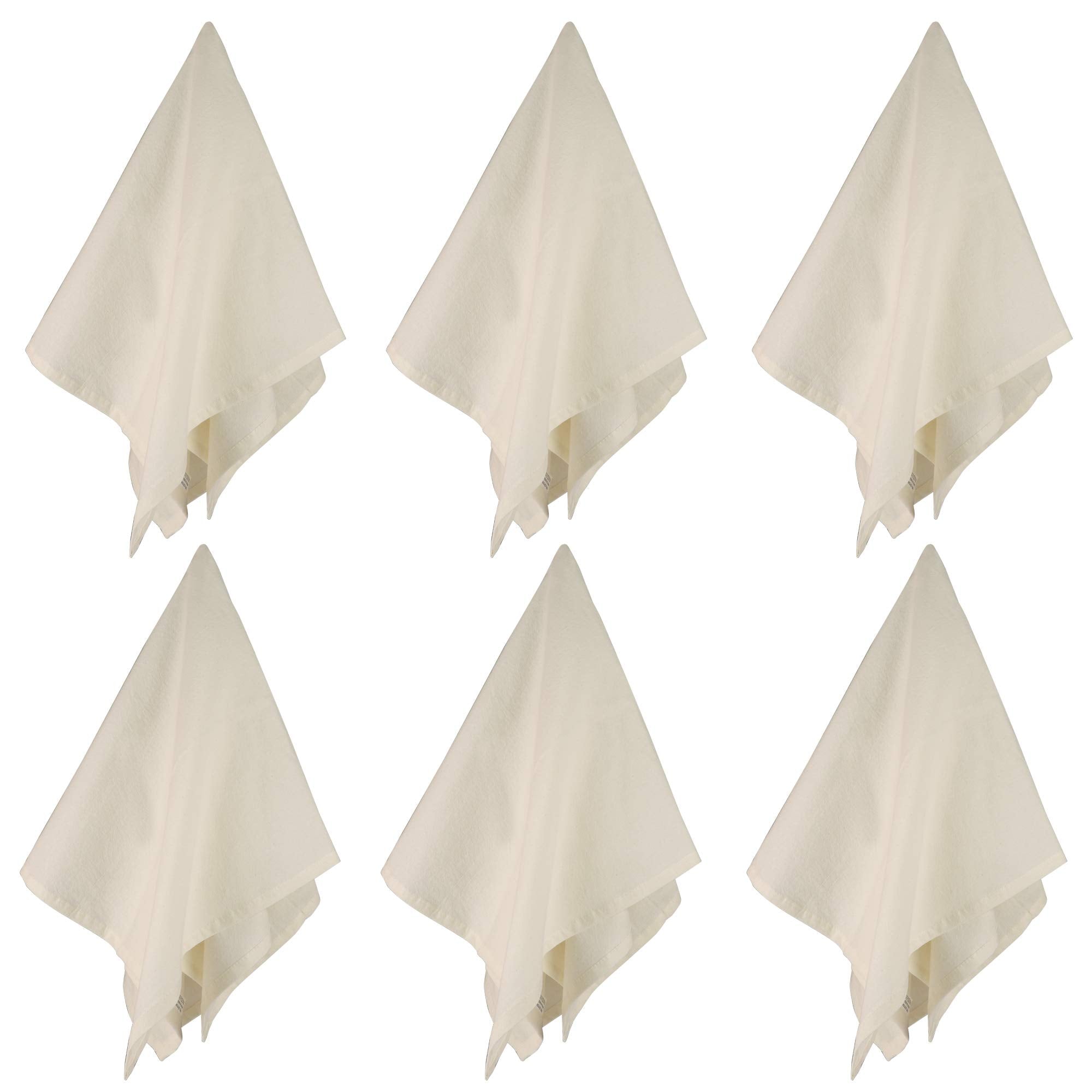 DG Collections flour sack towels with durable hemmed edges for everyday kitchen tasks.