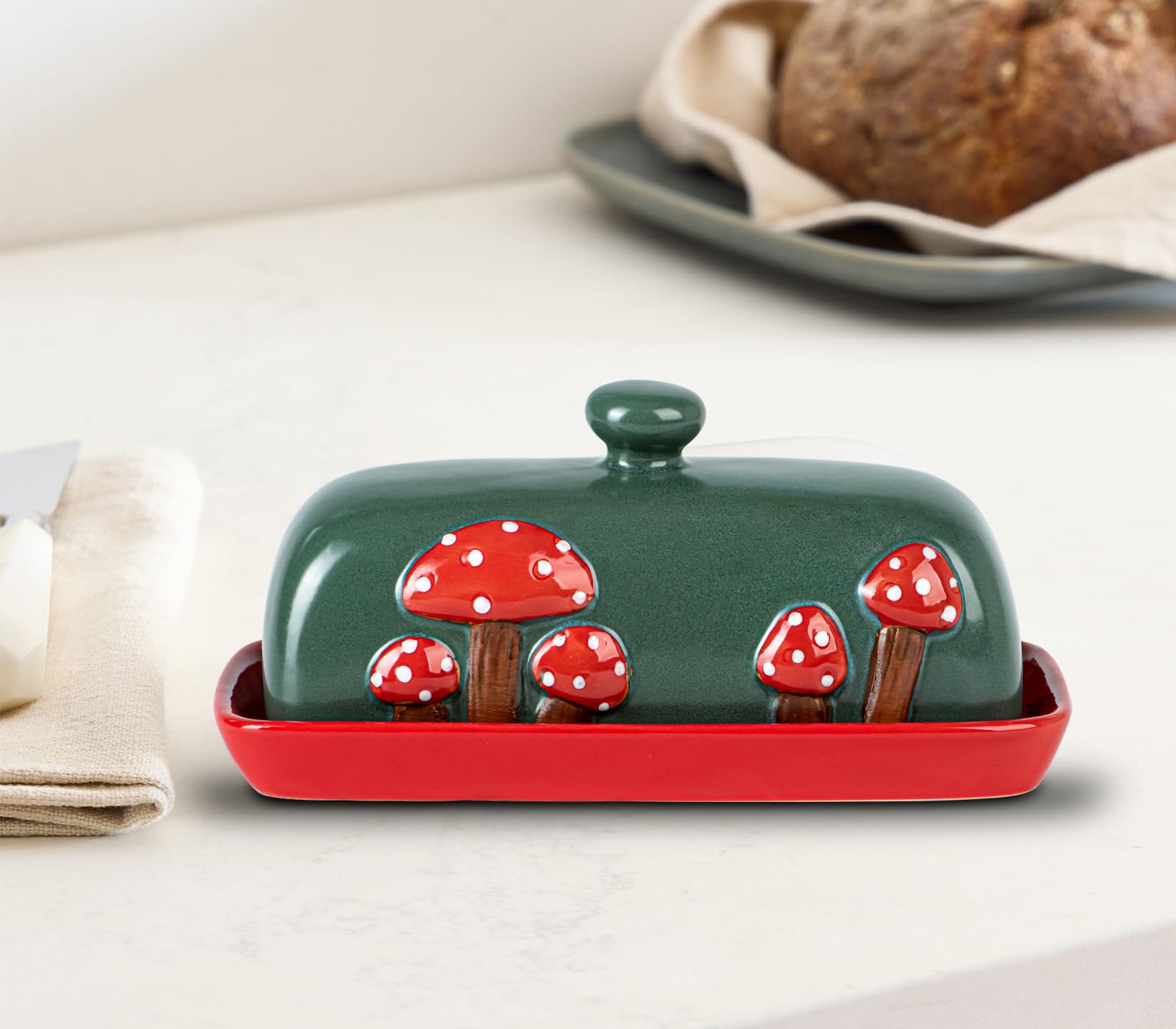 dgudgu colorful mushroom design butter dish brightens counters.