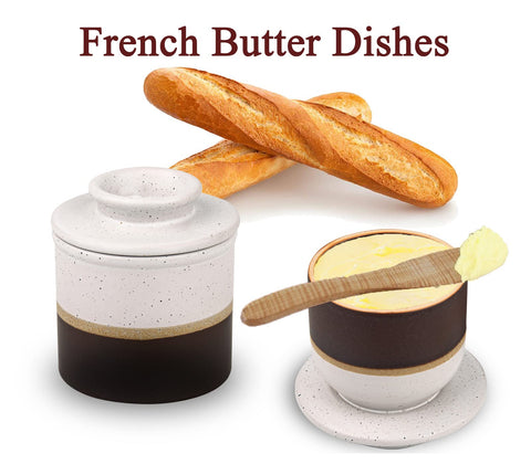 dgudgu french butter dish white brown elegant counter storage and mess-free butter