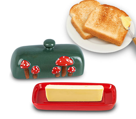 dgudgu large covered butter dish on countertop, ideal for everyday meals.