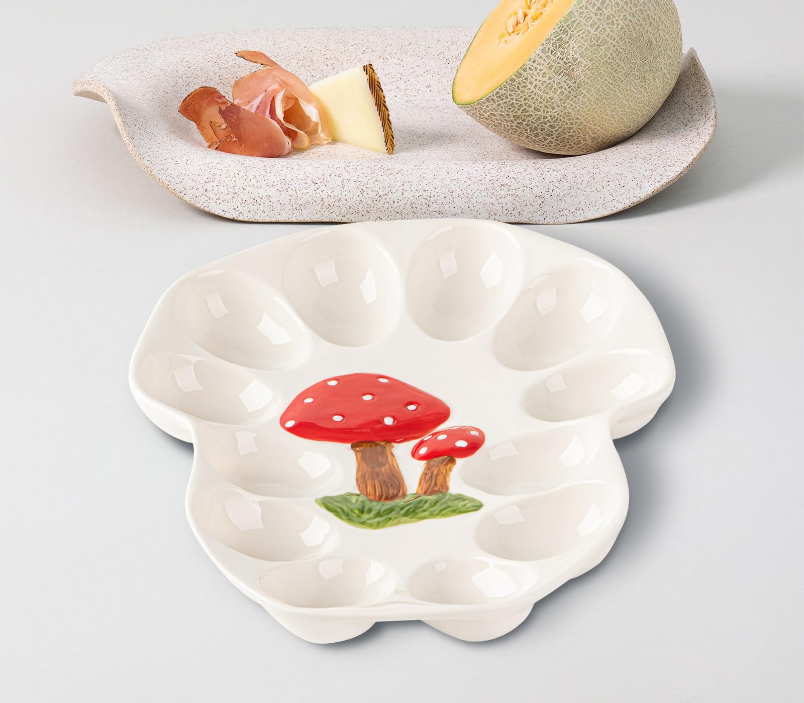 dgudgu mushroom relief hand-painted plate with intricate texture