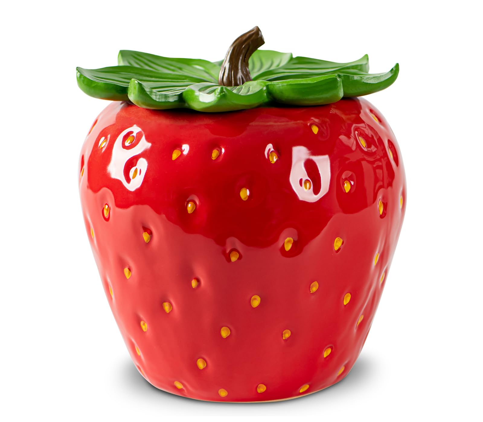 dgudgu strawberry candy jar closeup highlights vibrant red ceramic for festive candy buffets.