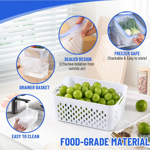 DharBnt fridge container with removable colander for easy rinse and drain