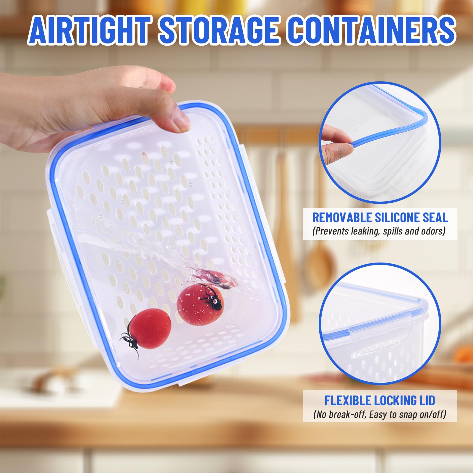 DharBnt fridge fruit container 3300ml ideal for larger produce and meat