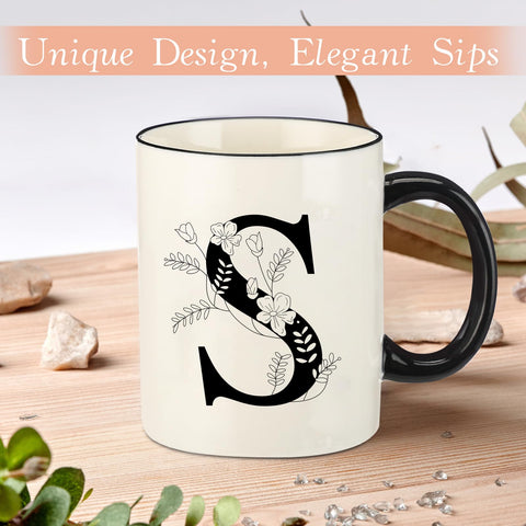 DHQH 26-letter design ceramic mug, elegant option for tea or coffee.