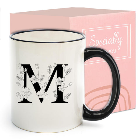 DHQH monogram ceramic coffee mug 11oz with initials for daily use