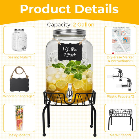 DHSBTLS glass dispenser with spigot for easy pouring at parties