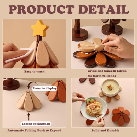 DHXGON spring activated trivet unfolds automatically to support hot dishes