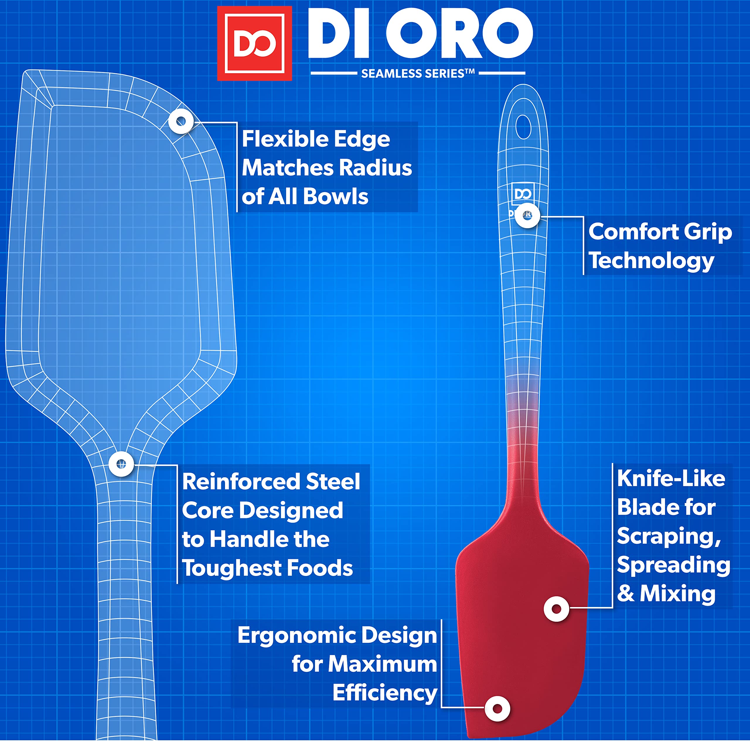 DI ORO spatula with soft grip satin finish for secure handling